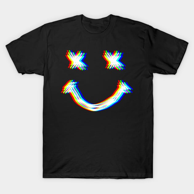 Smiley Face Glitch T-Shirt by Mr.FansArt